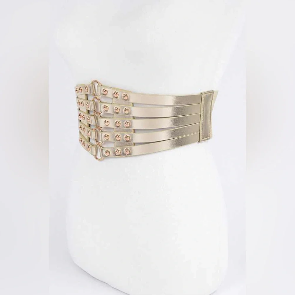 Plus Size Metallic Vegan Leather Statement Belt